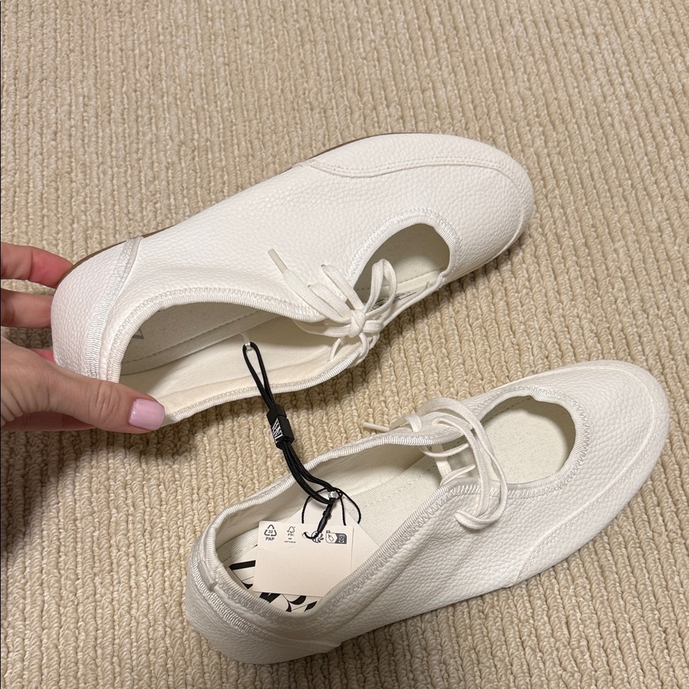 Zara White Leather Women's Shoes NEW